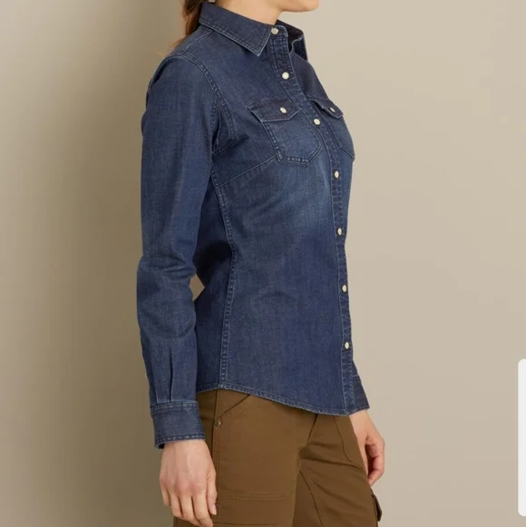 Women's DuluthFlex Pearl Snap Button Up Denim Shirt - Picture 1 of 8